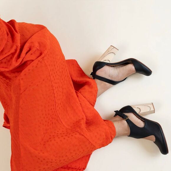 Fortress of Inca NEW Luna Naya Heels in Black Leather Size 39 - Picture 1 of 8